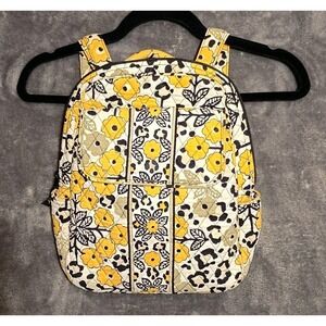 Vera Bradley Go Wild Backpack Yellow Black White‎ Floral Animal Print